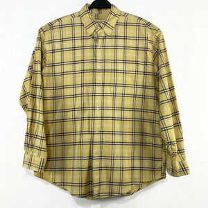 Eddie Bauer Dress Shirt Men's Size Medium Yellow and Blue Plaid Long Sleeve